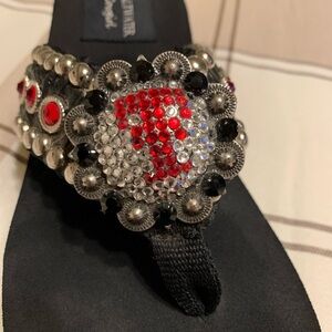 Black and Red Sandals with Sparkling Embellishments